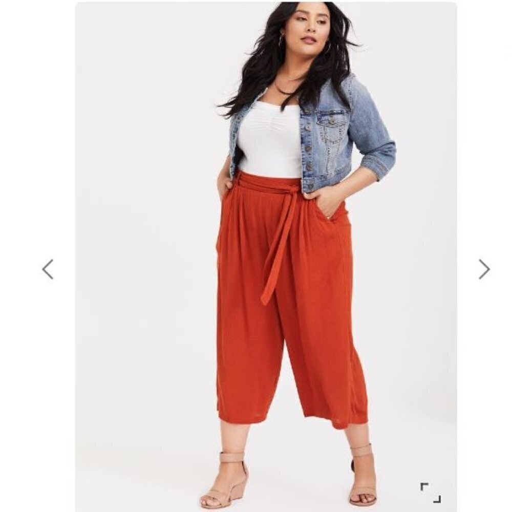 Torrid Orange Gauze Wide Leg Cropped Pant Size 0 (10/12)